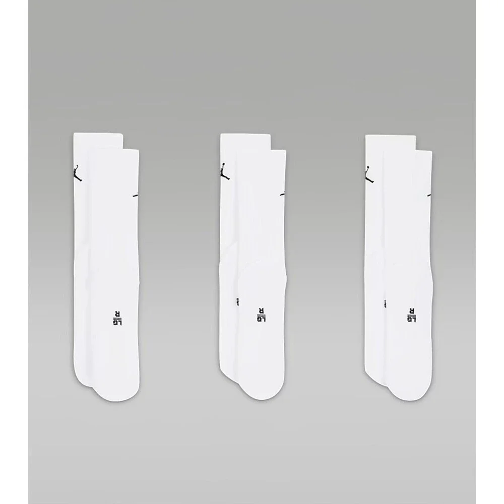 NEW Jordan Everyday DriFit Crew Socks   3 Pack - White  (FAST SHIPPING!!)